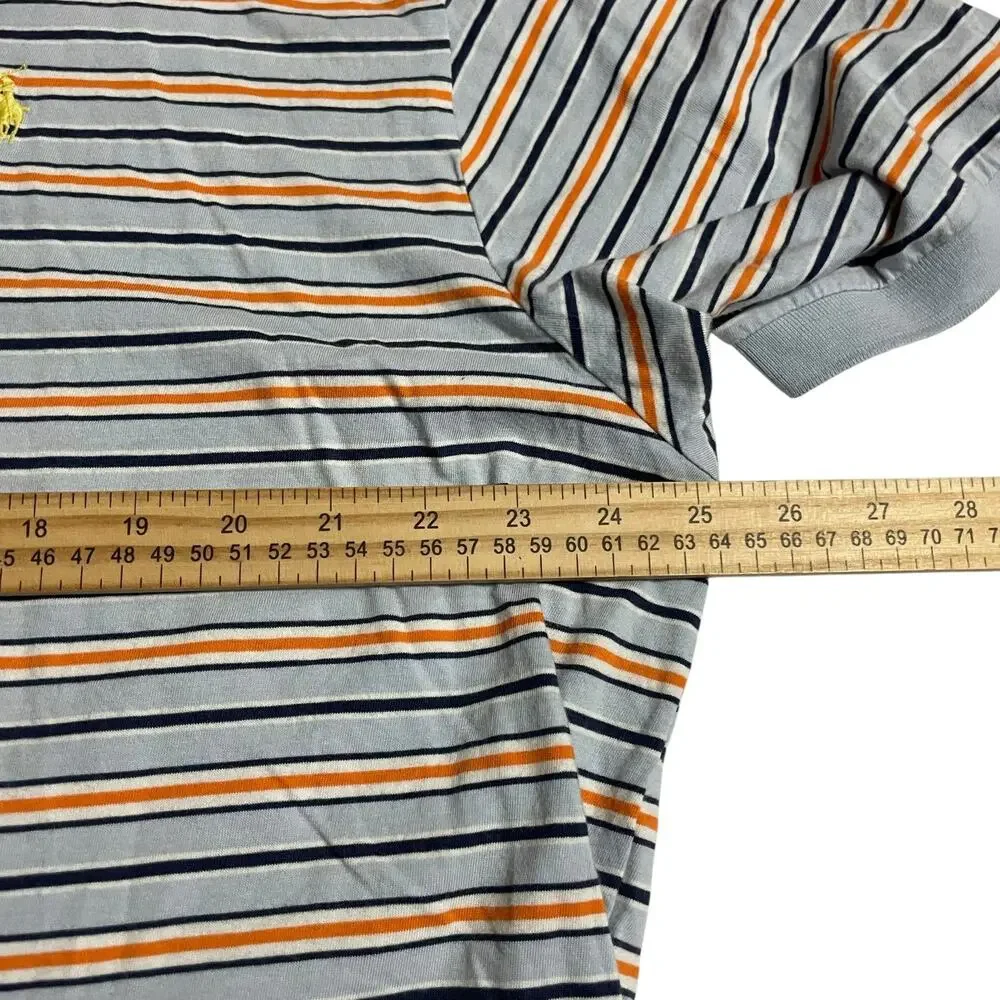 Polo By Ralph Lauren Mens Shirt Size XXL Blue Orange White Striped Polo Shirt